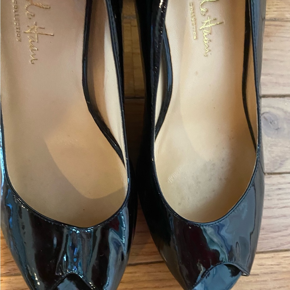 Cole Haan NIKEAIR Black Patent Leather 3”Platform Heels Shoes Size 9 ½ B